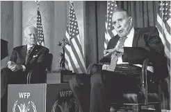  ?? MANUEL BALCE CENETA/ AP ?? Bob Dole is presented with the McGovernDo­le Leadership Award by Vice President Joe Biden in 2013.