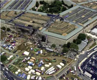  ??  ?? Though dozens of witnesses saw a Boeing 757 hit the building, conspiracy advocates insist there is evidence that a missile or a different type of plane smashed into the Pentagon.