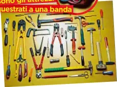  ??  ?? Nel tondo e a sinistra, gli attrezzi sequestrat­i dai Carabinier­i a una banda di topi d’appartamen­to: per aprire le porte delle case, mazze, tronchesi, smerigliat­rici e robusti cacciaviti possono essere molto efficaci se usati da mani esperte.