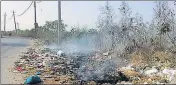  ?? HT PHOTO ?? A dump of garbage set on fire in Pathankot on Saturday.