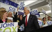  ?? LOS ANGELES TIMES ?? California Republican gubernator­ial candidate John Cox and other California hopefuls can go to bed early on election night. That’s because in 2014, about a quarter of the votes cast weren’t counted for at least two days.