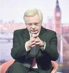  ?? — Reuters ?? David Davis, Secretary of State for Exiting the European Union, speaks on the BBC’s Andrew Marr Show in London.