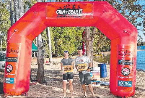  ??  ?? GRUELLING EVENT: Solo winners in the 2019 Grin ‘n’ Bear It Challenge Michelle Ball and Steven Francis at Lake Tinaroo.
