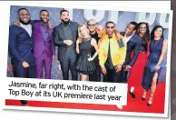  ??  ?? Jasmine, far right, with the cast of Top Boy at its UK premiere last year