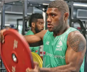  ?? Photo: Fijian Drua ?? Swire Shipping Fijian Drua halfback Peni Matawalu during their gym session in Perth, Australia, on May 11, 2023.