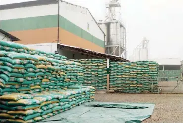  ??  ?? Bags of fertiliser at one of the blending plants.