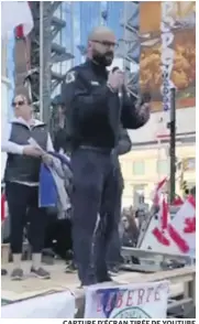  ?? CAPTURE D’ÉCRAN TIRÉE DE YOUTUBE ?? L’ex-policier Maxime Ouimet était de passage hier à Toronto.