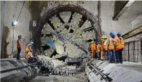  ??  ?? Success: Semantan 1 ( Tunnel Boring Machine) making a breakthrou­gh at the undergroun­d KL Sentral station in 2013.