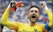  ?? DAVID VINCENT — THE ASSOCIATED PRESS ?? France’s Hugo Lloris celebrates after the quarterfin­als.