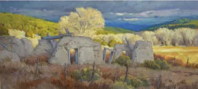  ??  ?? Pueblo Ruins, oil on linen, 18 x 40”