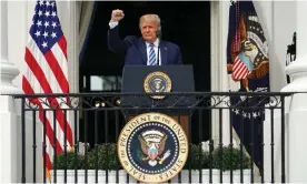  ?? Photograph: Mandel Ngan/AFP/Getty Images ?? President Donald Trump, pictured during a White House balcony address on Saturday.