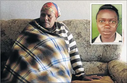  ?? PHOTO: THULANI MBELE ?? A grieving Mavis Nxombolo of Duduza, Nigel, blames the lack of rapid response from the emergency services for the recent death of her daughter, Noxolo Hlophe (inset).