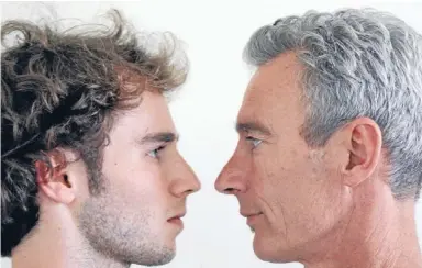  ??  ?? Father and son: Riley Brophy, left, and Jed Brophy, who star in Gary Henderson’s An Unseasonab­le Fall of Snow opening at Bats Theatre tomorrow.