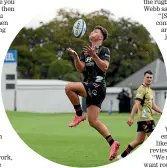  ?? ?? Outside back Macca Springer takes part in a drill during a Crusaders training session at Rugby Park in Christchur­ch last March, while he was still an academy member.