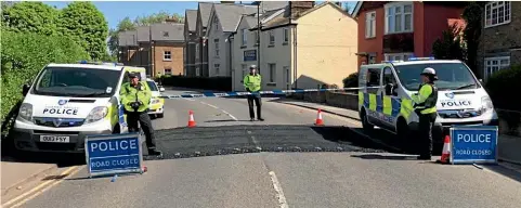  ?? TWITTER ?? A demonstrat­ion of the QinetiQ X-Net vehicle arrest system in Australia, above, showing the car being disabled by a web of spikes caught up in its tyres. And, left, being deployed by Thames Valley Police to protect the Royal Wedding of Prince Harry and Meghan Markle in 2018.