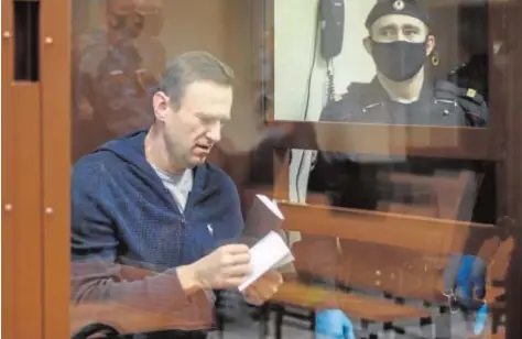  ?? EFE ?? Navalni, durante su último juicio, el pasado mes de febrero