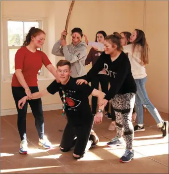  ??  ?? Newtivity Youth Drama members, Laura O’Connor, Justin Bowman, Abby Reynolds, Jayne Harrington, Charlene Drumm, Rachel Collins and Ciara O’Regan getting ready for “Staged” in Glash Community Centre, November 8, 9 and 10th at 8pm.