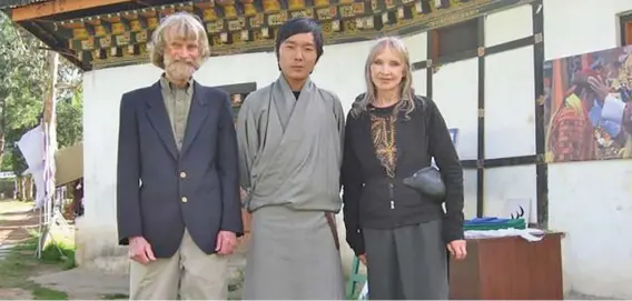  ?? ?? Richard Pollard (left) during one of his visits to Bhutan