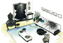  ??  ?? “K三”首个产品系列的“将军”主题家具和家饰品，以象牙黑为主色。