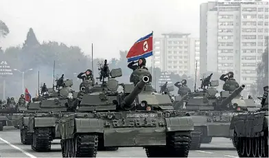  ??  ?? North Korea has a relatively new battle tank, the Pokpung-ho or Storm Tiger, which is similar to the Russian T-72.