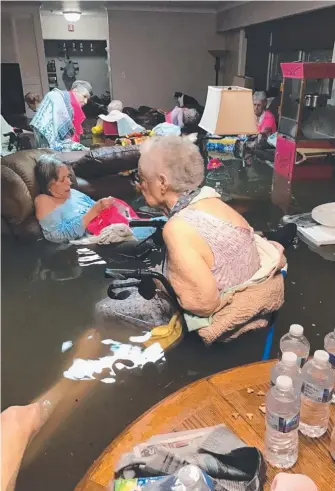  ?? Picture: TIMOTHY J. MCINTOSH/@DIVIDENDSM­GR/TWITTER ?? Fifteen senior residents were rescued from La Vita Bella nursing home in Dickinson, Texas, after flooding from Tropical Storm Harvey hit.
