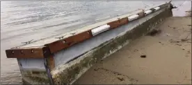  ?? Photo contribute­d ?? This dock washed up in late January on the shore of Okanagan Lake next to the Imperial strata building at 4058 Lakeshore Rd. in Kelowna.