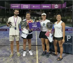  ?? ?? Jessica Agra (second from left) of the Philippine­s and Bea Gumulya of Indonesia receive their prizes during the awards ceremonies.