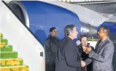  ?? AFP ?? US Secretary of State Antony Blinken, left, arrives for an official visit to Ethiopia, at the Bole Internatio­nal Airport in Addis Ababa, on Tuesday.