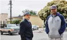  ??  ?? DeVone Boggan, left, founder of Advance Peace, stands with program mentor Sam Vaughn in Richmond, California. Photograph: Balazs Gardi/The Guardian