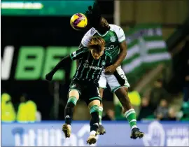  ?? ?? Centre- back Rocky Bushiri has been in fine form for Hibs this term