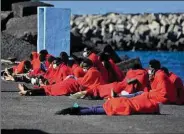  ??  ?? Migrants rescued off Gran Canaria