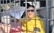  ?? API ?? Suraiya, sister of former J&K chief minister Farooq Abdullah, after being detained in Srinagar on Tuesday.