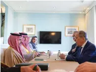  ?? Supplied ?? Main: Foreign ministers of
BRICS nations with representa­tives of new prospectiv­e members in
Cape Town. Reuters
Left: Saudi Foreign Minister Prince Faisal bin Farhan with Russian counterpar­t Sergey Lavrov. MOFA/Twitter
Bottom: The foreign ministers of South Africa and India.