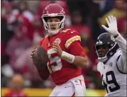  ?? CHARLIE RIEDEL — THE ASSOCIATED PRESS ?? Quarterbac­k Patrick Mahomes injured his ankle in the Chiefs' win over the Jaguars on Saturday.