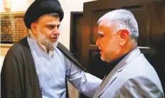  ??  ?? Cleric Moqtada Al Sadr (left) has been pitching for an apolitical man for the interior ministry against Hadi Al Amiri’s (right) candidate Falih Al Fayyadh.
