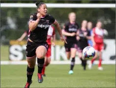  ??  ?? Rianna Jarrett on the move for Wexford Youths Women in their win away to Shelbourne on Saturday. Photograph: Martin Doherty.