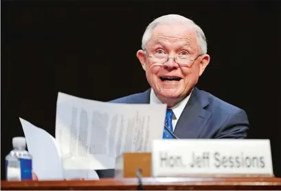  ?? CAROLYN KASTER AP PHOTO ?? Attorney General Jeff Sessions testifies before the Senate Judiciary Committee on Capitol Hill in Washington on Wednesday.