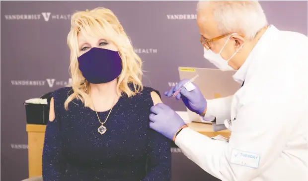  ?? REUTERS ?? Dolly Parton is among the megastars urging people to get vaccinated. “Don’t be such a chicken squat,” the musician wrote on Twitter.