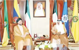  ??  ?? His Highness the Crown Prince Sheikh Nawaf Al-Ahmad Al-Jaber Al-Sabah meets with the President of Iraq’s Islamic Supreme Council Ammar Al-Hakim.