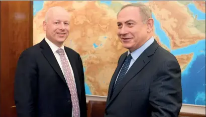  ?? PHOTO: FLASH 90 ?? Jason Greenblatt with Benjamin Netanyahu in his office in Jerusalem in March 2017