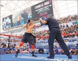  ?? Harry How Getty Images ?? THE STADIUM, built on the site of the former Sports Arena, hosted a workout between Gennady Golovkin and his trainer, Abel Sanchez, last year.