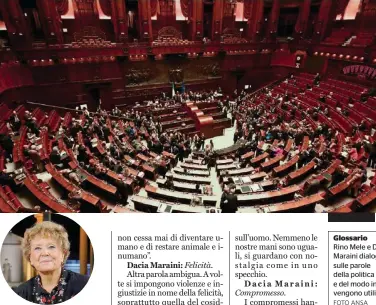  ?? FOTO ANSA ?? Glossario
Rino Mele e Dacia Maraini dialogano sulle parole della politica e del modo in cui vengono utilizzate