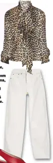  ??  ?? Right: Blouse, €329 from Ganni at Brown Thomas; jeans, €76 from Topshop and (below) pumps, €115 from uterque. com