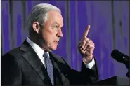  ?? AP/JACQUELYN MARTIN ?? Attorney General Jeff Sessions, shown speaking in June in Bethesda, Md., has long been a supporter of holding terrorism detainees in Guantanamo Bay.