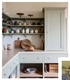  ??  ?? Left and above A balance of concealed storage and favourite pieces on display is a pleasing combinatio­n