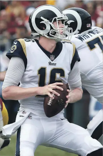  ?? Luis Sinco Los Angeles Times ?? JARED GOFF, who has one NFL victory in nine starts as a quarterbac­k, returns to Levi’s Stadium in Santa Clara but this time won’t be relegated to spectator status when the Rams take on the San Francisco 49ers.