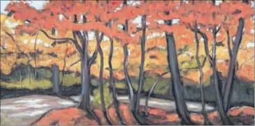  ?? CONTRIBUTE­D ?? “Fall Fantasy,” a landscape by Mary Baker Koch, has an opening bid of $180 on it.