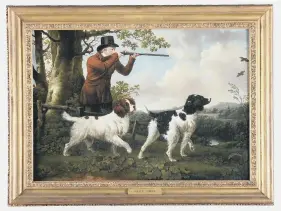  ?? ?? TREASURES OF RAWDON HALL: From top, Figures Skating In A Frozen River by Andries Vermeulen (1763-1814); A Huntsman with Two Spaniels, by the English painter Charles Towne (1763–1840), famed for his wonderful landscapes, hunting scenes, or domestic animals.