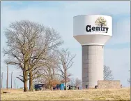  ?? Westside Eagle Observer/RANDY MOLL ?? Gentry’s new water tower on Y-City Road was among the top logo designs in North America in a Tank of the Year competitio­n.