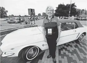  ?? KIMBERLY P. MITCHELL/USA TODAY NETWORK ?? Ford invited Gail Wise and her husband, Tom, to Detroit this month to celebrate the 10 millionth Mustang, and the automaker shipped the car from Park Ridge, Ill., for the occasion.